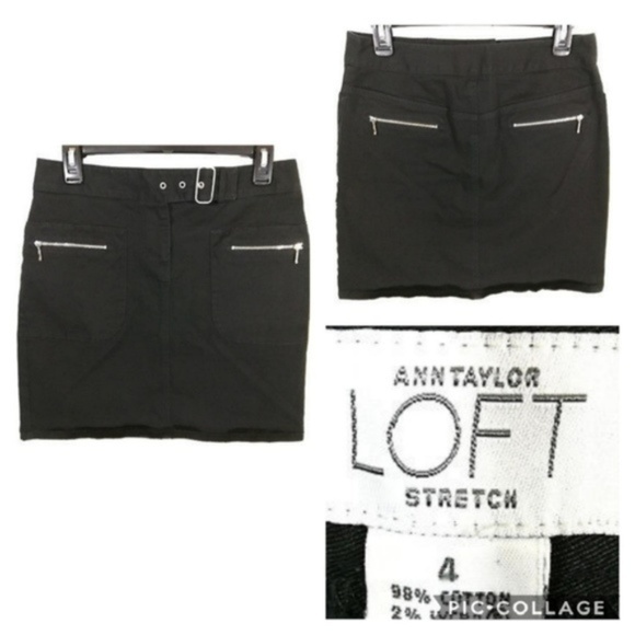 LOFT Dresses & Skirts - * Ann Taylor LOFT skirt black belted zipper moto